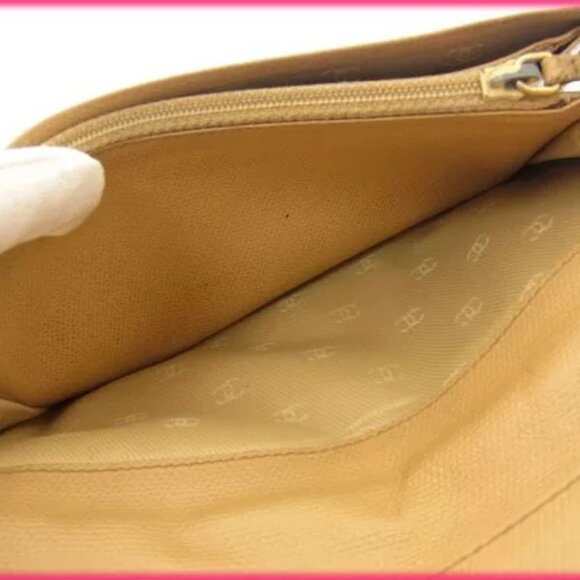 Chanel Wallet Purse Bifold Coco Button Beige Woman Authentic - Picture 5 of 12